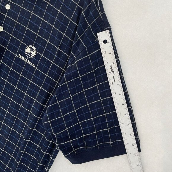 Pebble Beach Collection Polo Shirts Mens XL Navy Plaid Collared Short Sleeve USA - Picture 5 of 11
